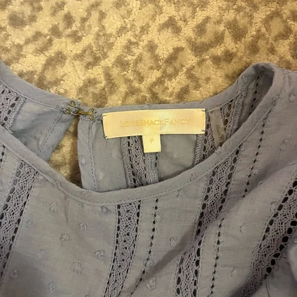 LoveShackFancy- Natasha Heritage Mini Dress (Blue-ish gray color) - Picture 3 of 4